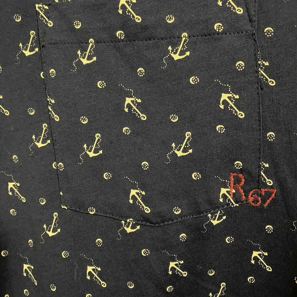 Polo Ralph Lauren Men's Navy Blue Anchor Print Polo Shirt Size M Pocket
